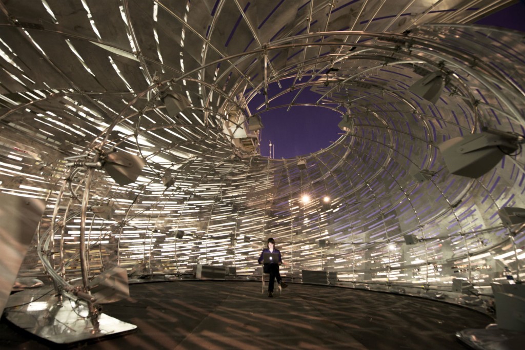 Orbit Pavilion at night while speakers are being fine tuned. (Photo: studioKCA.)