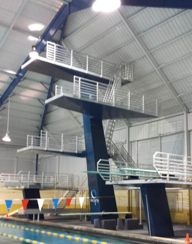 After: Four diving platforms, catwalks, stairs, and ladders were renovated with marine-grade aluminum.