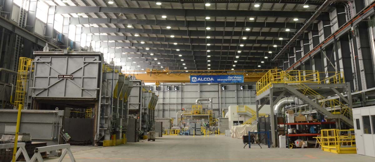 Alcoa's recently opened Al-Li plant in in Lafayette, Indiana, where it produces alloys for aerospace parts.
