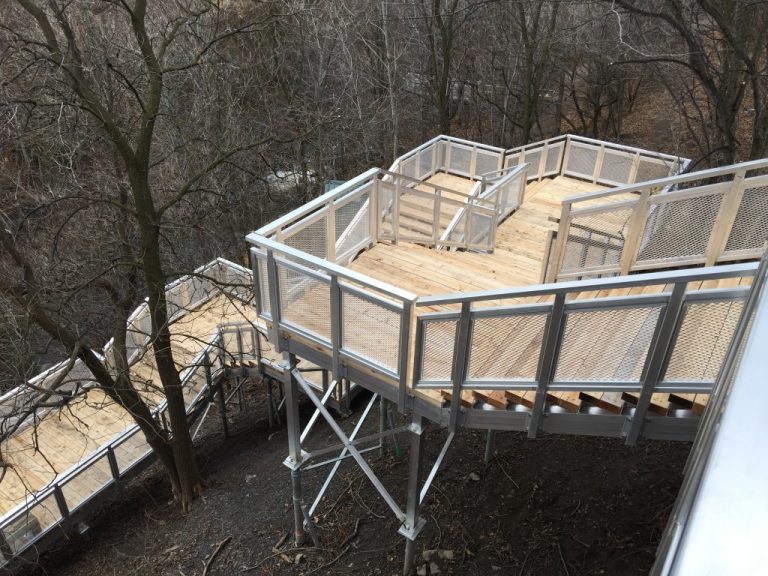 Aluminum Staircase Weaves Up Steep Hillside in Quebec Light Metal Age