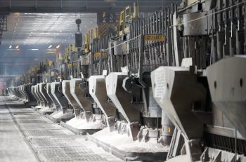 The upgraded EcoSøderburg potroom at the IrkAZ smelter.