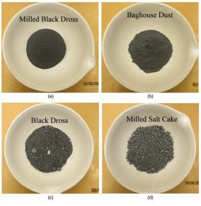 Figure 1. Several saltcake and baghouse dust samples as supplied to EPA for testing purposes.