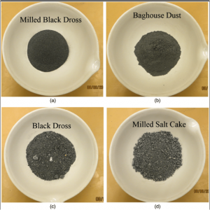 Figure 1. Several saltcake and baghouse dust samples as supplied to EPA for testing purposes.