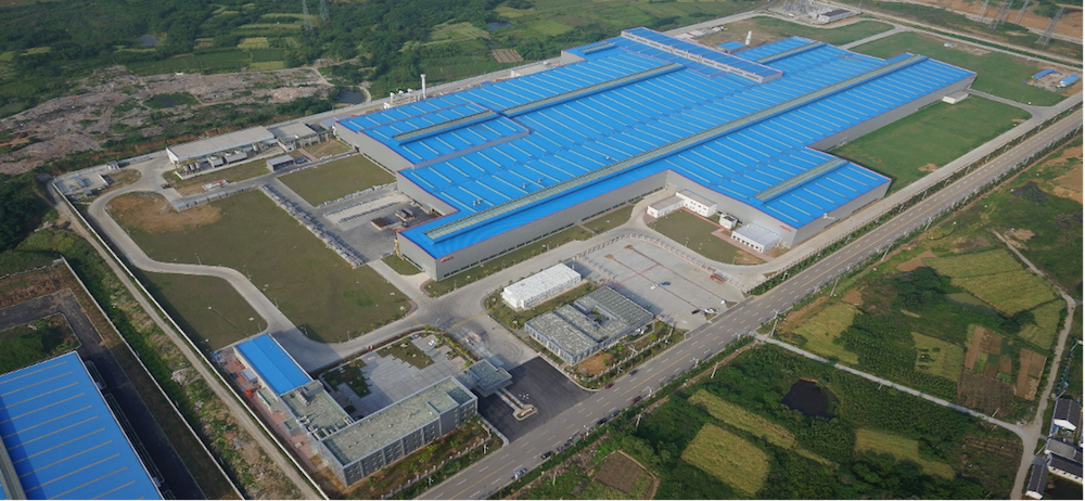 Aerial view of the Novels aluminum rolling and recycling facility in Zhenjiang, China. 