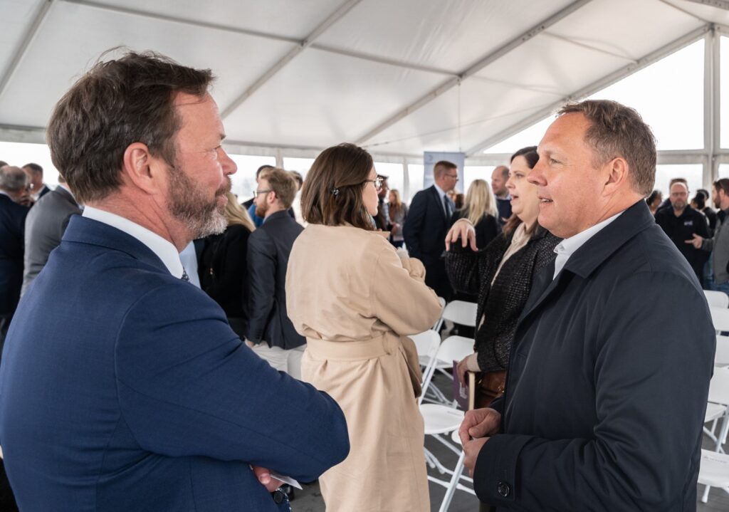 Eivind Kallevik (left), executive vice president of Hydro Aluminium Metal, and Mark White (right), president and CEO of Shape Corp., at the groundbreaking ceremony for the new recycling facility in Cassopolis, Michigan. 