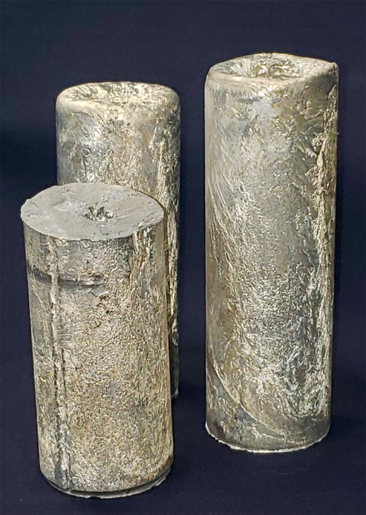 Ingots of magnesium metal poured at Western Magnesium’s commercial pilot plant.