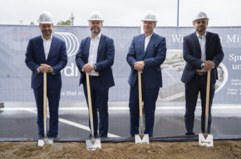 Hydro breaks ground on its aluminum recycling facility in Germany (L-R): Trond Olaf Christophersen, head of Recycling; Eivind Kallevik, executive vice president; Thomas Stuerzebecher, managing director of the Rackwitz facility; and Christian Schmidt, head of Recycling Technology & Project Management — all from Hydro Aluminium Metal.