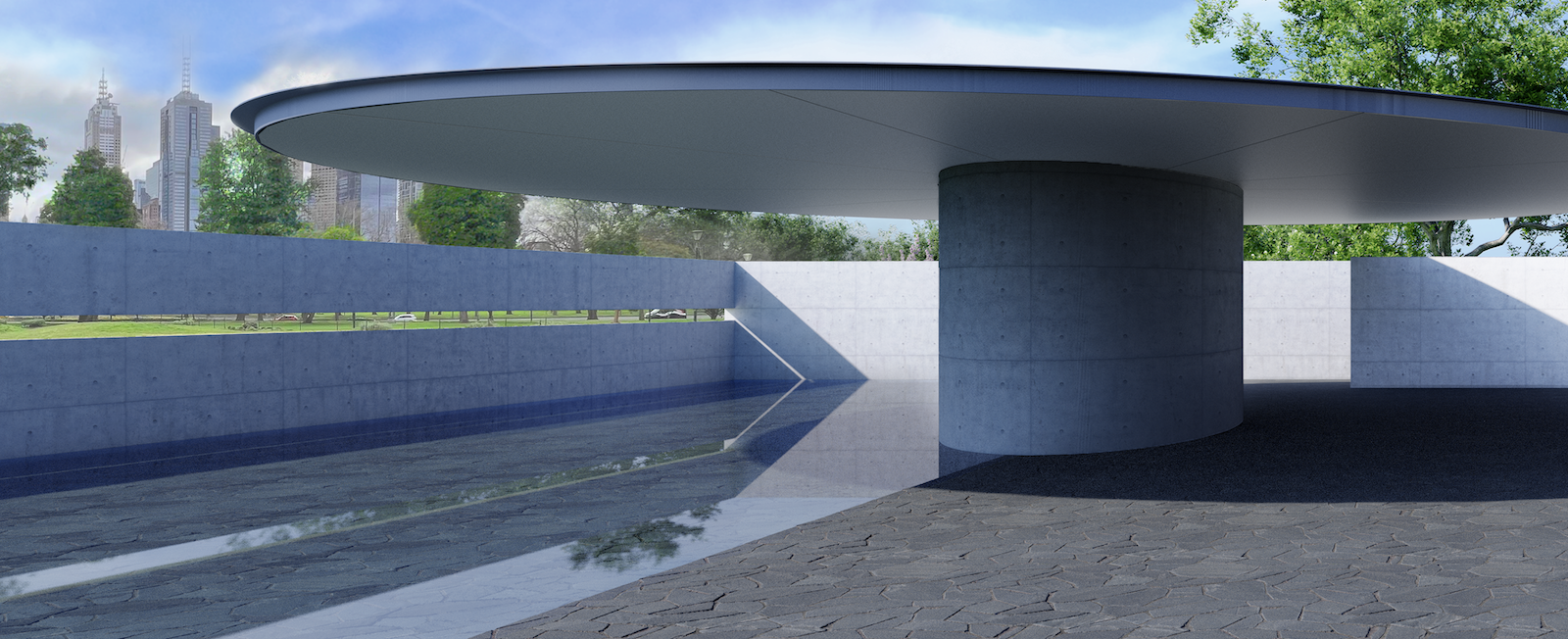 Rendering of the interior of MPavilion 10, which will be constructed at the Queen Victoria Gardens in Melbourne. 