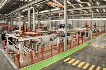 Figure 1. Each of the extrusion lines is outfitted with fully automated handling systems.