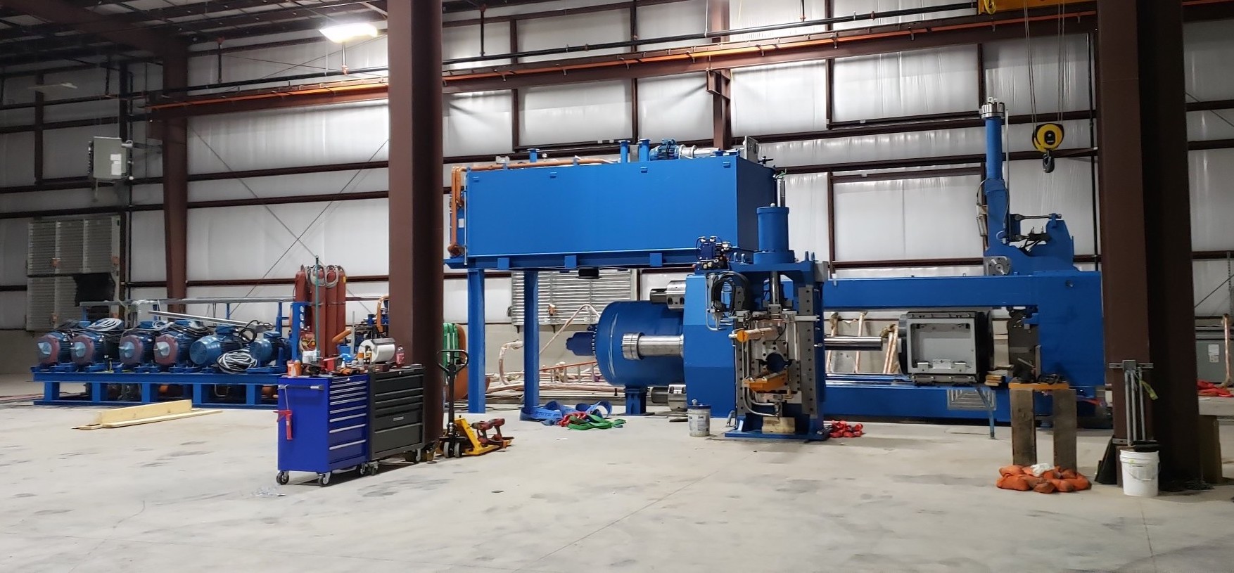 Figure 2. The new 9 inch, 3,000 ton press during installation.