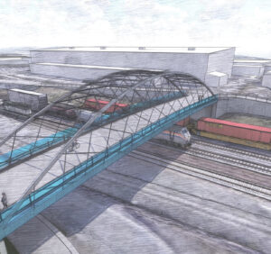 Figure 1. A pedestrian bridge made of 100% recycled aluminum is expected to span the railroad lines in Trondheim, Norway. (Source: Hydro.)