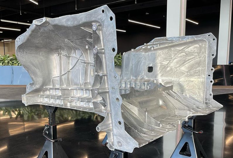 A giga-casting for the Tesla Cybertruck.