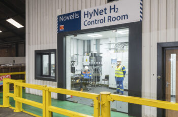 A hydrogen storage area in an industrial aluminum plant