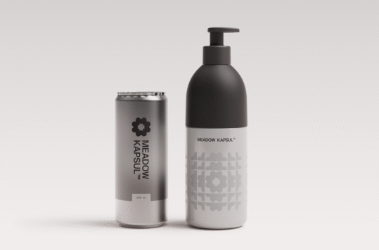 Two aluminum cans — one beverage and one pump for soap