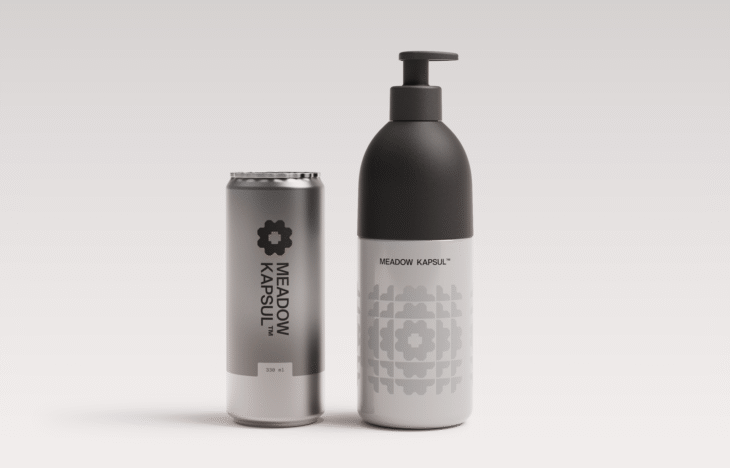 Two aluminum cans — one beverage and one pump for soap