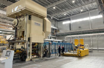 A forging press in an industrial plant
