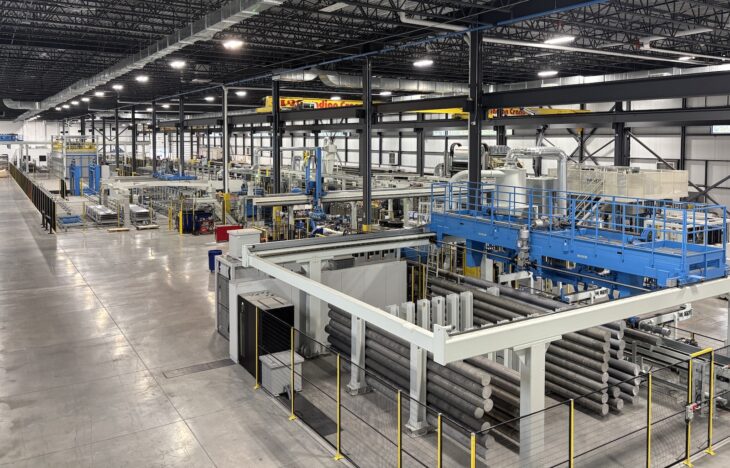 View of an aluminum extrusion line