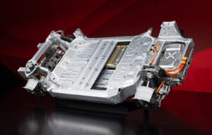 An aluminum battery casing for an electric car.