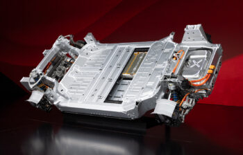 An aluminum battery casing for an electric car.