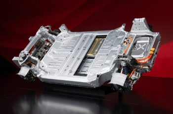 An aluminum battery casing for an electric car.