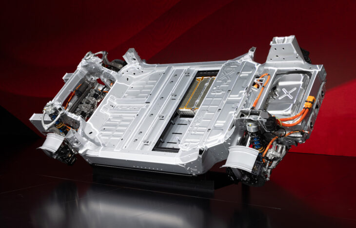 An aluminum battery casing for an electric car.