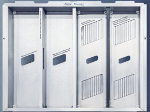 An aluminum battery housing showing different options for its design.