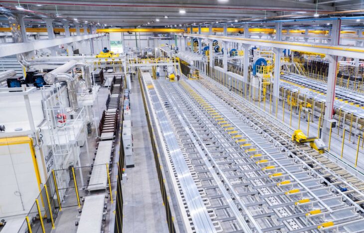 An aluminum extrusion line