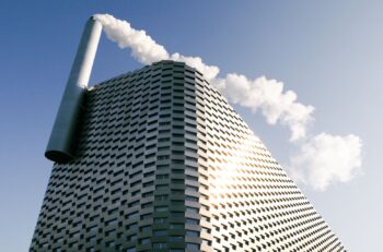 A building with an aluminum facade.