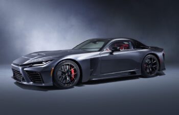 Race car against a grey background